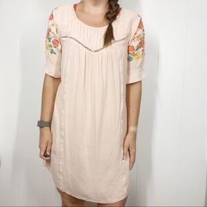 Altar’d State Embroidered Pink Shift Dress Medium